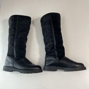 La Canadienne Boots Womens Size 8.5 Black Leather Shearling Lined Pull On Winter